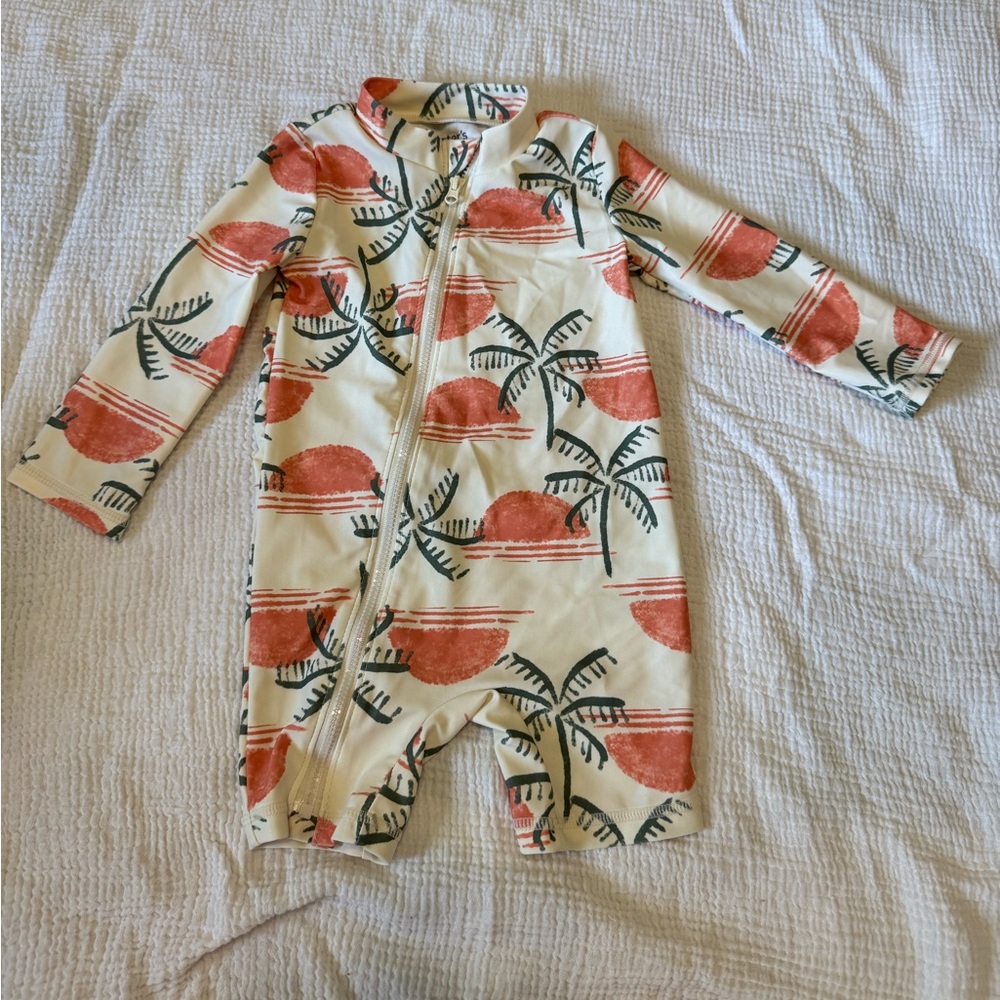 Carter's Palm Print Rash Guard Romper Swimsuit